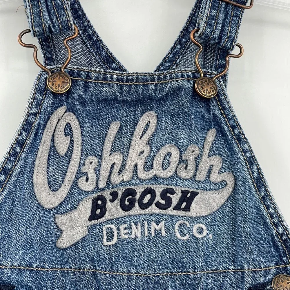 Oshkosh B'Gosh Vestback Embroidered‎ Denim Bib Overalls Little Kids 9 Months